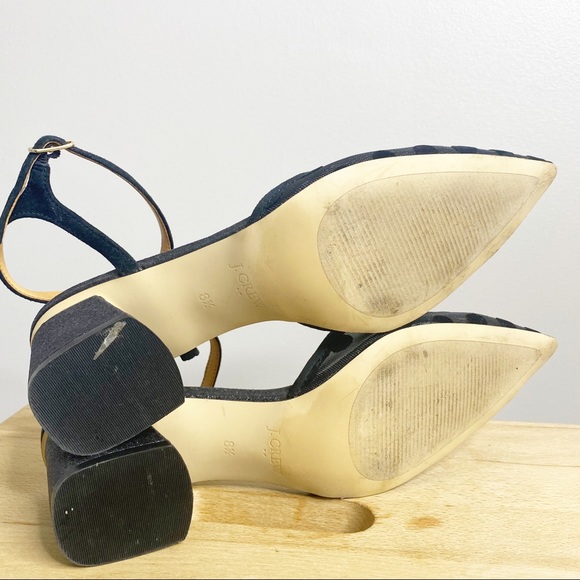 J. Crew Black Pointed Toe Polka Dot Kitten Heels - Picture 7 of 8